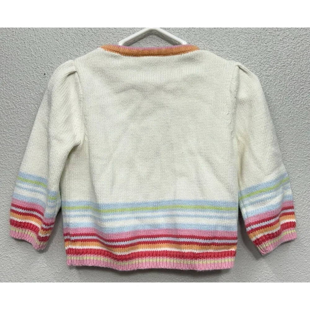 Vintage Y2K GYMBOREE Baby Girls 12-18M Floral Embroidered Knit Sweater Cardigan